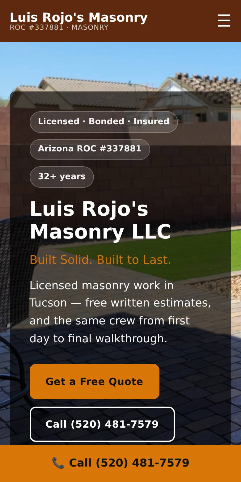 The same site on a phone